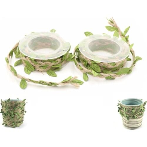 2M/Lot New Arrival Leaf Natural Hessian Jute Twine Rope Burlap Ribbon DIY Craft Vintage For Home Wedding Party Decoration