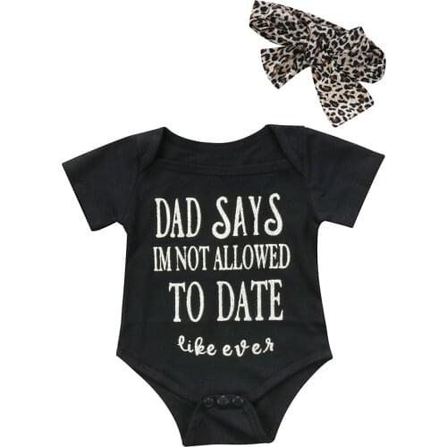 2PCS Kids Baby Girls Romper Jumpsuit Leopard Headband Outfits Clothes