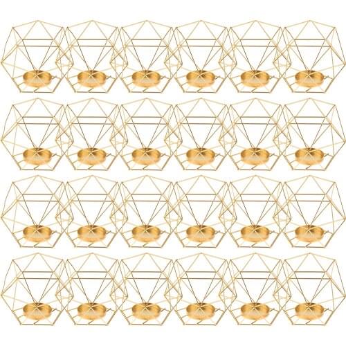 24pcs WIRE IRON GEOMETRIC CANDLE HOLDER TEALIGHT MOOD LIGHT HOLDER LANTERN DECOR WINDOW BOX PLANTER HOLDER 2 IN 1
