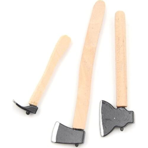 3Pcs/lot 1:12 Toy 3 Pieces Of Tools Axe Hammer Dollhouse Miniature Wholesale