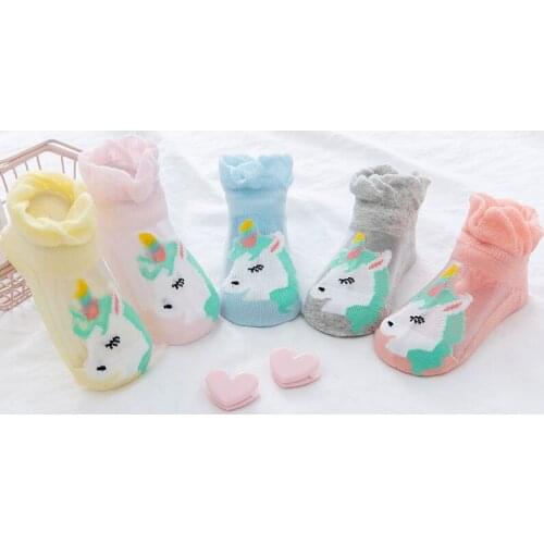 5Pairs/Set Summer SIlk Socks Baby Girl Animal Lace Thin Elastic Transparent Short Socks