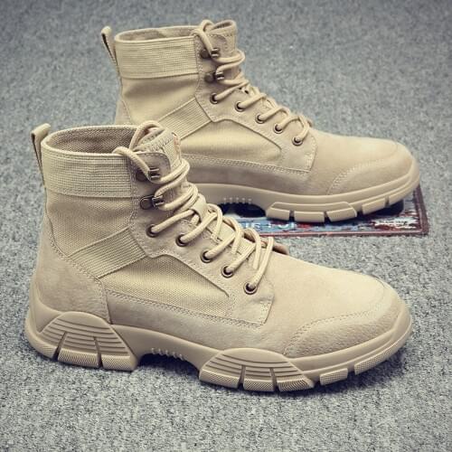 Martin boots mens winter warm trend tooling boots wild high-top mens leather boots leather British desert military boots