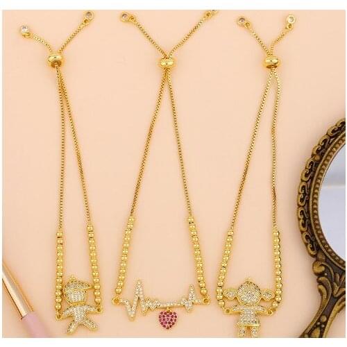 Boy girl multicolor crystal micro pave cz zircon cubic zirconia Bracelet Adjustable silicone Snake Chain Jewelry yf2s