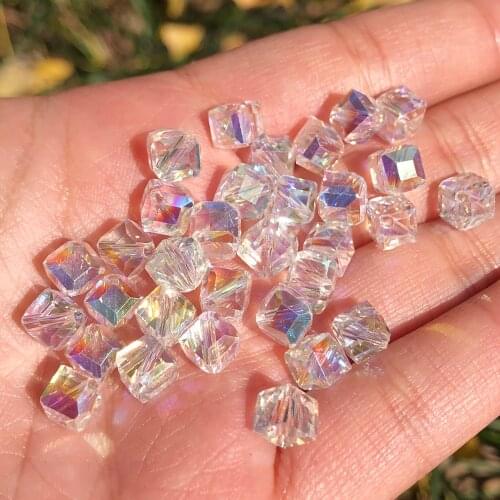 30PC/lot 6mm AB Color Cube Beads Czech Glass Loose Spacer Beads for Jewelry Making Hairpin Handmade Diy Accessories