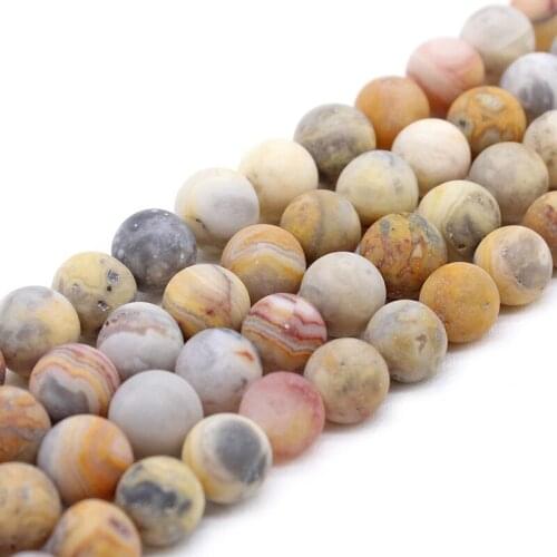 Gem Stone Matte Crazy Lace Agates Beads Spacer Loose Beads 6 8 10 mm For jewelry Making Handmade Bracelet Necklace DIY Wholesale
