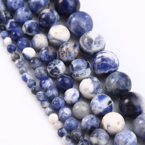 4 6 8 10 12mm Blue Sodalite Natural Stone Loose Beads for Jewelry Making Accessories Bracelet Necklace DIY