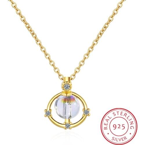 New Creative Beautiful Planet Moon And Star 925 Sterling Silver Jewelry Personality Crystal Clavicle Chain Necklaces H527