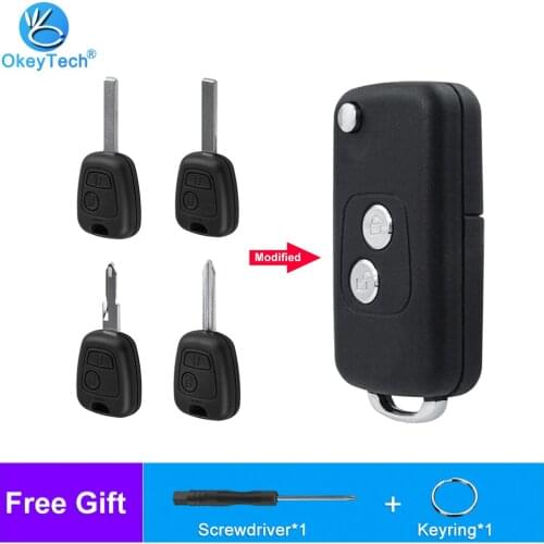 OkeyTech For Citroen C1 C2 C3 Xsara Picasso For Peugeot 206 306 307 406 2 Buttons Modified Flip Remote Car key Shell Case Blank