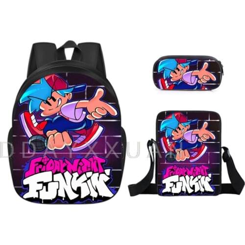 16 inch Friday Night Funkin Children Backpack kids Schoolbag Cartoon Popular pattern boys girls Backpack Primary Mochilas 3 pcs