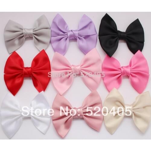 DIY Flowers headwear girls Satin Bows 8 colors good quality 4.2 Inch Milk Bowknot Hair Accessories 50PCS