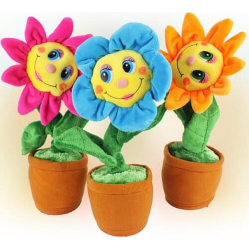 35cm Electric Voice Singing&Dancing Enchanting Sunflower Plants Stuffed & Plush Toy Funny for Kids Christmas Gift A069 1pc/lot