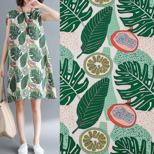 Green Leaf Orange Print Cotton Fabric For Dress Tissus Coton ImprimÉ Sewing Telas Algodon Estampadas Ткань Au MÈTre Tissu Tela
