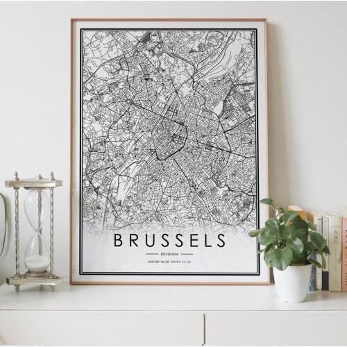 BRUSSELS city map Nordic Living Room Decoration Canvas Poster Modern Home Decor Art Print Painting