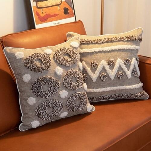 Coffee Tufted Cushion Cover 45x45cm/30x50cm Geometric Pillow Covers Decorative Morocco Style Pillow Case for Home Decoration