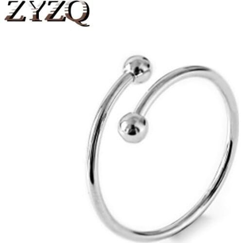 ZYZQ New Trendy Simple Geometric Open Rings Three Color Available Love Double Ball Shaped Adjustable Daily Accessories Hot