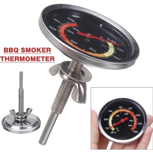 New Arrival Kitchen Thermometer Stainless Steel BBQ Smoker Thermometer Temperature Gauge 50 To 800 Degrees Kitchen Cooking Tool