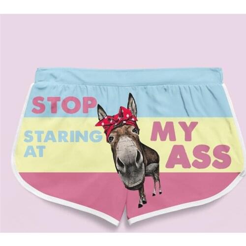PLstar Cosmos Summer Casual Shorts Stop Staring At My Donkey 3D Printed Trousers Girl For Women Shorts Beach Shorts