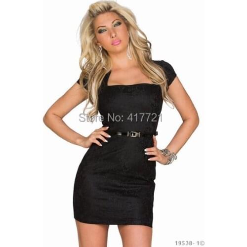 Party Club Mini Dresses New Fashion Free Shipping Sexy Women Black Dress Vestidos ML18249 Square Collar Evening Short Lace Dress
