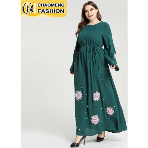 Dubai Abaya Embroidered Fashion Plus Size Hijab Dress Turkey Kaftan Islam Clothing Muslim For Women Vestidos Arabic Maxi Robe
