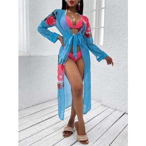 HHDMV 2021 fashion summer sexy beach style sets long sleeve outwear bikini top elastic short pants three piece sets
