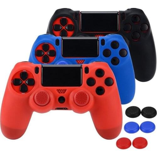 Soft Silicone Gel Rubber Protector Case Skin Cover for SONY Playstation 4 Controller Protection Case for PS4 Gamepad with Caps