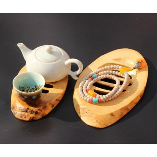 Natural Bamboo Teapot Cup Mat Wooden Tea Cup Pot Coaster Hollow Out Holder