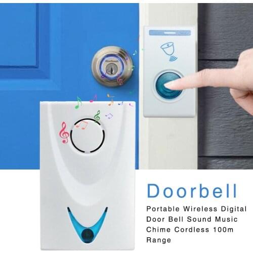 Newest Wireless Doorbell Long Distance 32 Ringtones Portable Wireless Digital Door Bell Sound Music Chime Cordless 100M Range