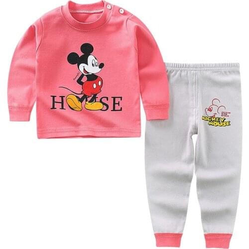 2020 New Arrival Disney Casual Baby Boys Girls Full Clothing Sets Cotton Toddler Kids O-neck Pyjamas 2-piece Set Newborn Costume