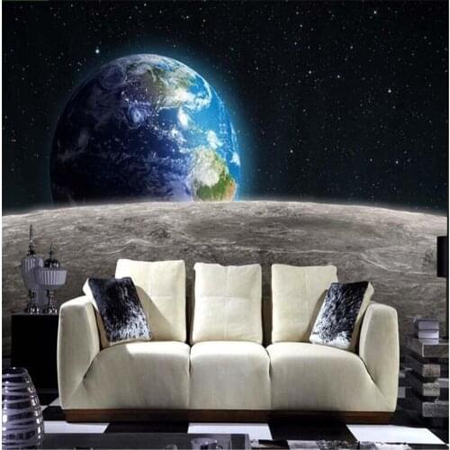 Beibehang papel de parede Modern photo wallpaper Star 3D universe earth Moon made large size restaurant TV wallpaper scene