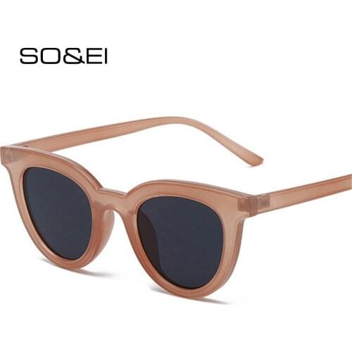 SO&EI Retro Jelly Color Round Sunglasses Women Fashion Blue Pink Trending Shades UV400 Men Sun Glasses