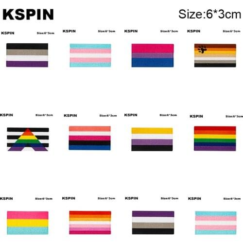 6*3cm Straight Allies Bear Pride Asexual Gender Fluid Flag Pansexual pride Embroidery Patches Iron on Patch Saw on Patches