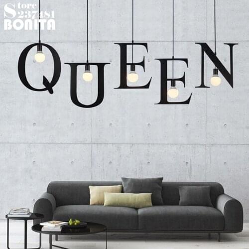 English letters A to Z Pendant Lamps Modern Black Letter Spelling Droplight Iron Hanging Lights For Dining Room