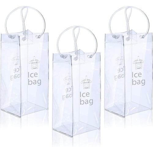 Portable Ice Wine Bag Wine Cooler Bag PVC Wine Pouch Bags with Handle for Champagne, Cold Beer, Wine