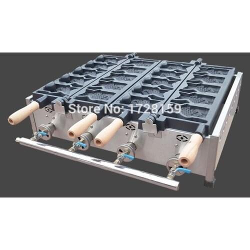 Professional 10 pcs gas style LPG open mouth korean fish waffle maker machine, ice cream fish waffle maker machine