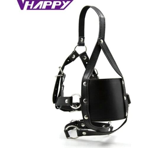 Adjustable PU Open mouth gag restraint bondage head harness hood new Sex toys for couple adult game products VP-Mg004004A