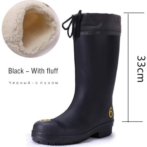 Rubber Long rain boots High Wading Waterproof Steel Shoes Fishing Waders Water Winter Snow Velvet Wellies Aqua Work Men Big size