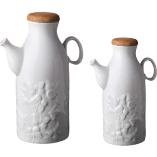 İkra Home 2'li With Bamboo Lid Porcelain Milk Pot Oiler Oval