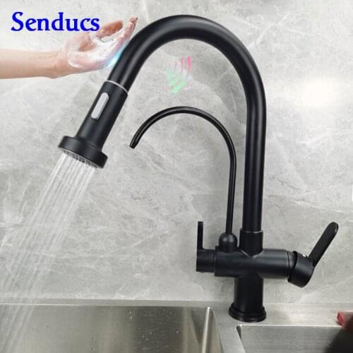 Touch Filter Kitchen Faucets Senducs Sensitive Pull Out Kitchen Mixer Tap Brushed Nickel Kitchen Faucet Touch Filter Faucets