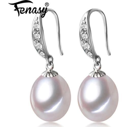 FENASY drop earrings,vintage party natural pearl earrings for women 925 sterling silver earrings,wedding & engagement jewelry