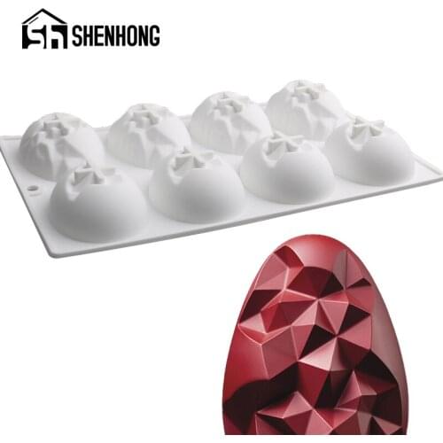 SHENHONG Easter Egg with Diamond Pattern Chocolate Moulds Mousse Baking Tools Silicone Cake Molds Kitchen Dessert Bakeware
