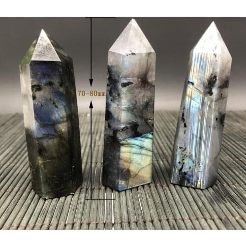 230G Strong Blue Flash LABRADORITE WAND Point Geomancy Natural Quartz Chakra Witch Crystals new years products decor