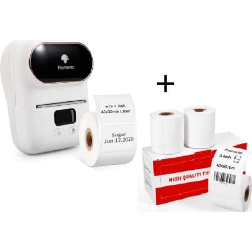Phomemo M110 Thermal Label Maker With 3 Rolls 40x80mm Thermal Labels Apply to Labeling, Office, Cable, Retail, Barcode