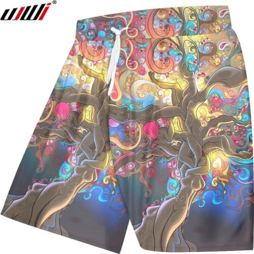 UJWI 2019 Hot Sale Summer Shorts Mens Hip Hop Printing Colorful tree Factory Direct Supply Original Design Shorts Drop-ship
