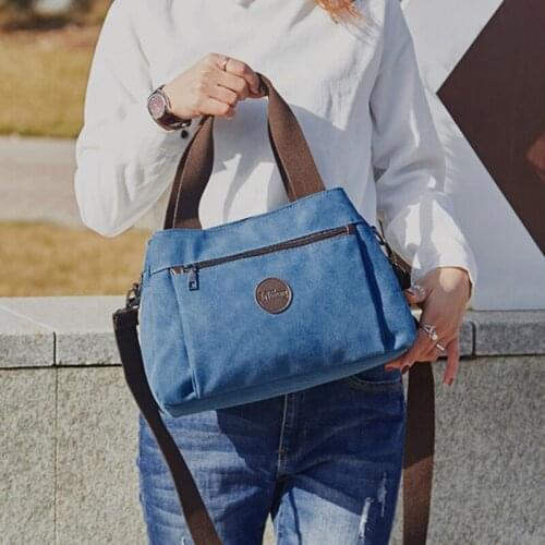 Vintage Woman Handbags Casual Solid Girls Crossbody Pack lady Canvas Single Shoulder Bags Multi-pocket Ladies Totes