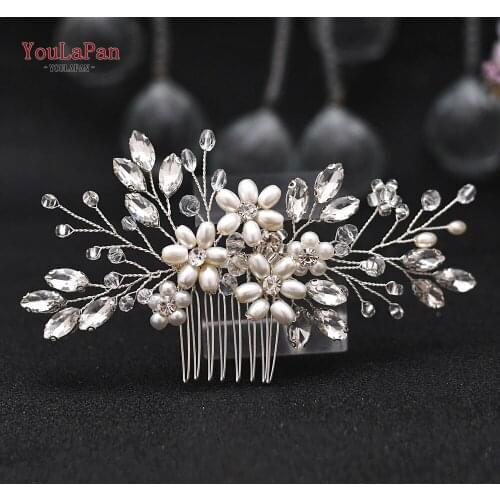 YouLaPan HP346 Pearl Hair Combs Clear Crystal Bridal Headpiece Handmade Rhinestone Headwear Jewelry Wedding Hair Accessories