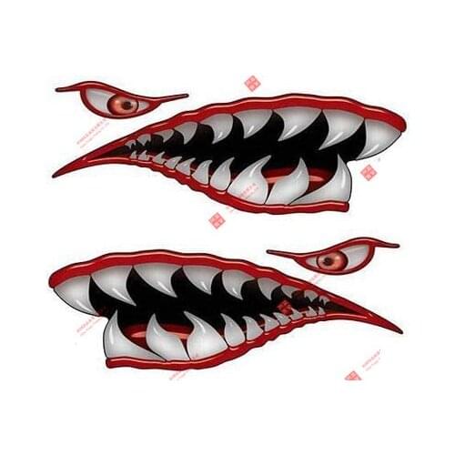 Funny Are Perfect Suitable for World War II Tiger Shark Tooth Decals Kayaks,motorcycles,Cars or Anything Else,trucks, Boats