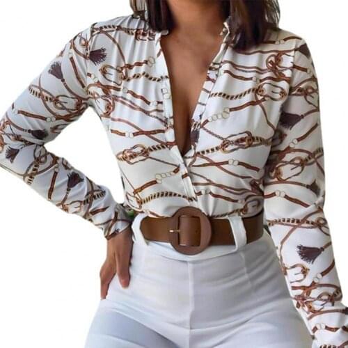 Women Shirt Retro Casual Breathable Long Sleeves Buttons Printed Shirt for Travel Blue S-XL Street Wear Women Clothing Блузки