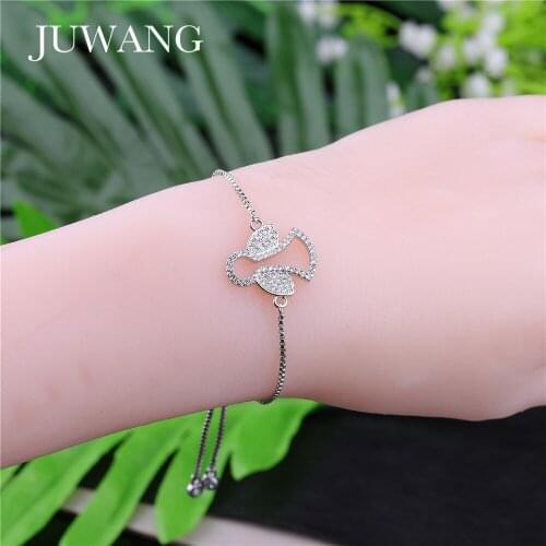JUWANG NEW Adjustable Angle Shape Bracelets for Women AAA Cubic Zirconia Silver Color Chain Bangle & Bracelet Wedding Jewelry