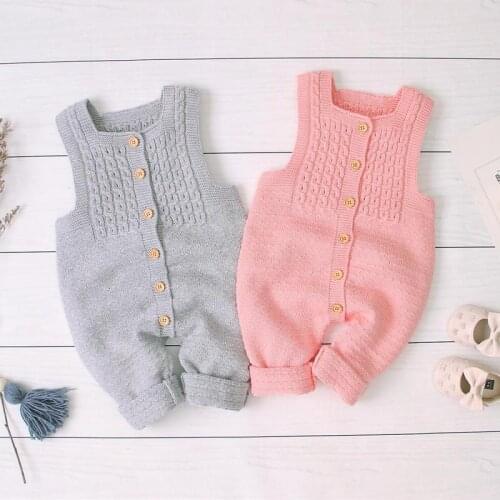 Winter Baby Knitting Rompers Overalls Newborn Sleeveless Solid Color Jumpsuit Girls Boys Clothes Baby Romper Leisure Jumpsuit
