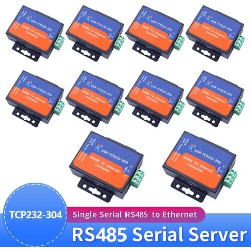 10PCS USR-TCP232-304 Serial RS485 to TCP/IP Ethernet Server Converter Module with Built-in Webpage DHCP/DNS Supported